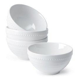 NUTRIUPS 10oz Ice Cream Bowl, 4.5in Small Bowls, Set of 4 White Ceramic Bowl for Dessert Snack Rice Side Dishes