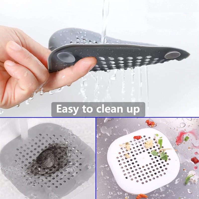 3 Pack Drain Cover Hair Catcher Pad, Silicone Tube Trap