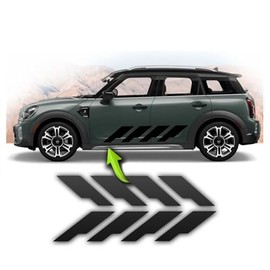 BENINI DESIGN STUDIO Side Untamed Untold Racing Stripes Graphics Vinyl Decal Sticker Checkers Racing Stripes Compatible with Mini Cooper Countryman S Base 2010-2025 (Matte Black)
