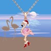 Christmas Flamingo Necklace for Women Sterling Silver Rose Gold Pink