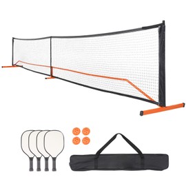 Happybuy 22FT Pickleball Net Set, Portable Regulation Size System with Balls, Paddles, Carrying Bag, Weather-Resistant Metal Frame & PE Net, for Outdoor Backyard Driveway