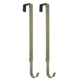 Haute Decor Adapt Adjustable Length Wreath Hanger 2-Pack (Antique Brass) - Two Front or Back Door Decor Holders, Extends from 16.5" to 25", Over Door Hanger with Pads on The Back, Holds up to 10 lbs.
