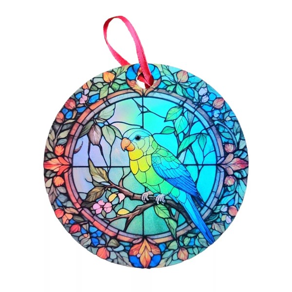 Gulf Coast Laser Graphics Parakeet 2 aka Budgerigar Stained Glass