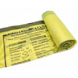 20 Rolls Yellow Sacks with Practical Drawstring 90 Litres
