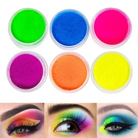 FindinBeauty - Juego de 6 sombras de ojos con pigmentos fluorescentes mate y colorante de neón, 35 GF., 6NE.