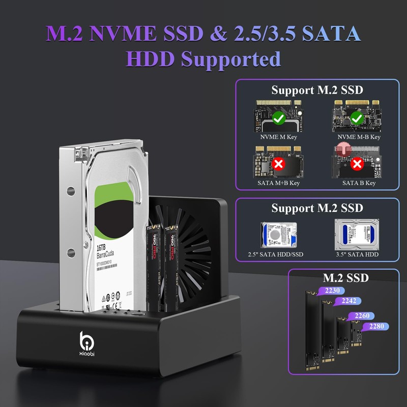M.2 NVMe & SATA Hard Drive Docking Station, USB C