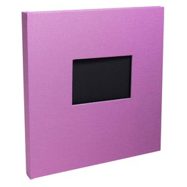 Exacompta - Ref. 16290E - 1 photo album book Pop'N Co - 60 photos - 30 black pages - format 25 x 25 cm - fabric cover colour purple - with window for personalisation