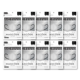 [MASCODE] 【 マスコード ひんやり 冷感 UVカット マスク 不織布 マスク 立体 バイカラーマスク 花粉 クールマスク 3D アクティブシリーズ 10袋セット（1袋7枚入り） (M アイボリー（ベージュ紐）)