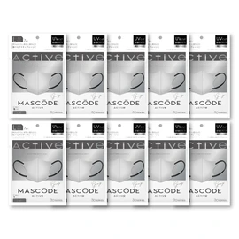 [MASCODE] 【 マスコード ひんやり 冷感 UVカット マスク 不織布 マスク 立体 バイカラーマスク 花粉 クールマスク 3D アクティブシリーズ 10袋セット（1袋7枚入り） (M アイボリー（ベージュ紐）)