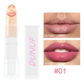 Labial Dunuf Flor Seca Y Gel Dorado Que Cambia Color