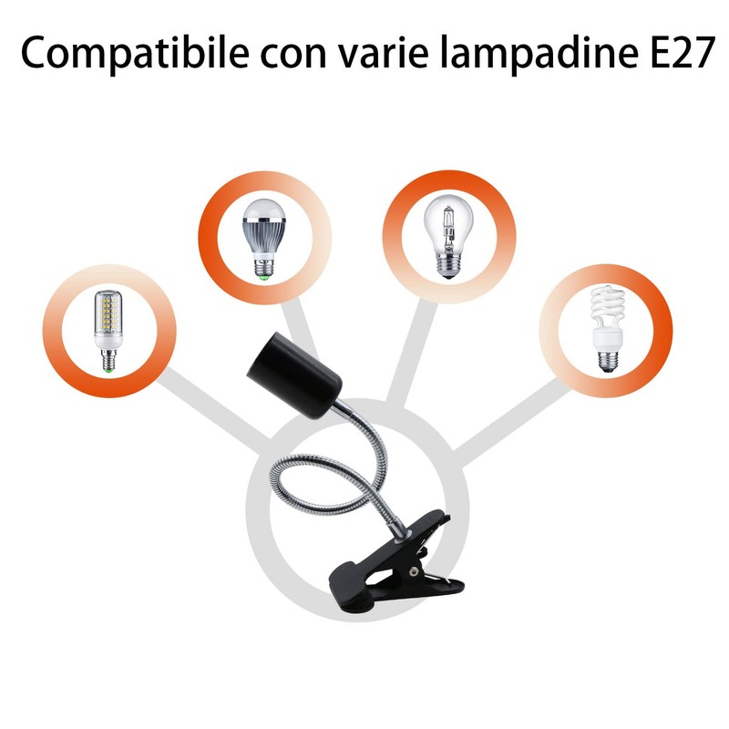 FEYAIM Clip Desk Lamp Socket 2 Pack Flexible Gooseneck Lamp