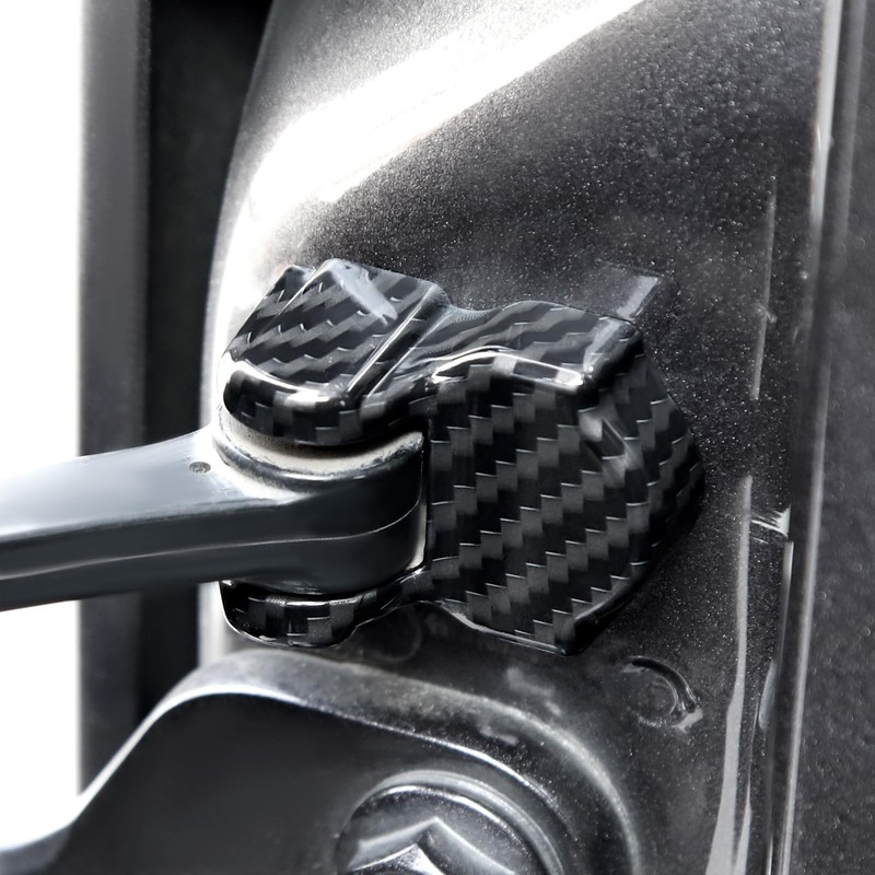 JOSHELA for Jeep JL Black Carbon Fiber Door Limiter Cover