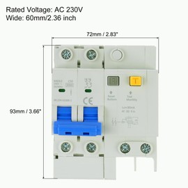 MECCANIXITY Miniature Circuit Breaker 2Pole AC 230V 50A DIN Rail Mount AC Disconnect Switch Circuit Breaker Protection Thermal Magnetic Trip for Short Circuit Protection, Overload
