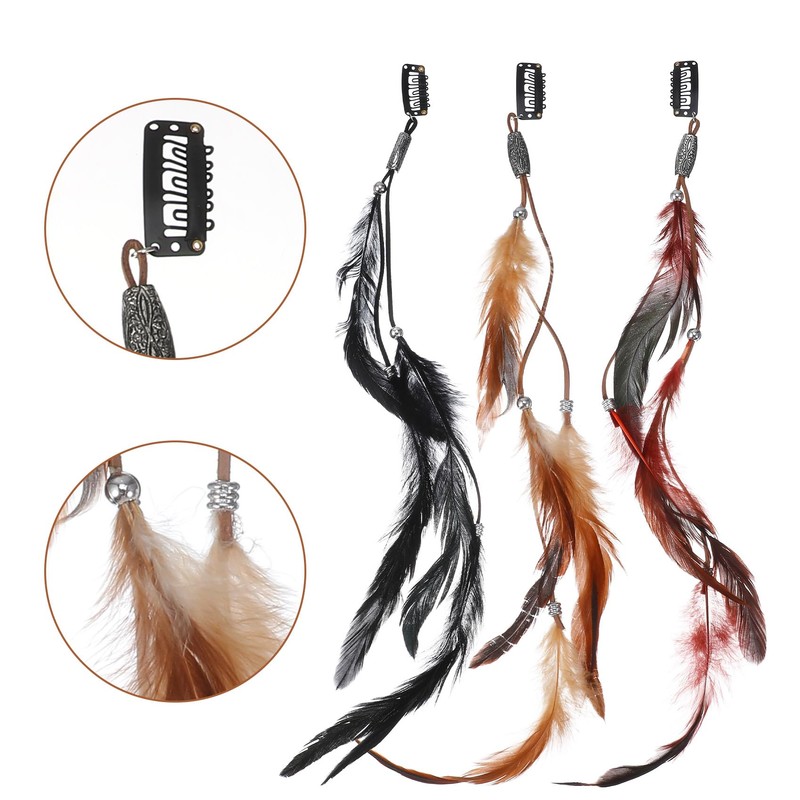 3 Pcs Feather Clips for Hair, Natural Feather Hair Clips