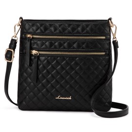 LOVEVOOK Crossbody Purses for Women, Multi Pocket Casual Crossbody Bag, Medium Shoulder Bag Vegan Leather Handbags-Black