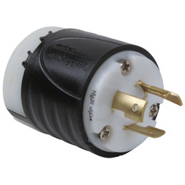 Legrand Pass & Seymour L620PCCV3 Turnlok Industrial Spec Grade Locking Plug, 20 Amp 250V, NEMA L6-20P, Black/White (1 Count)