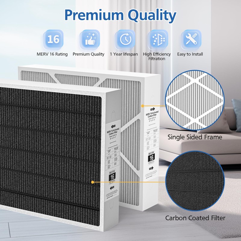 20x25x5 MERV 16 Air Filter Compatible with Lennox HCC20-28 HVAC