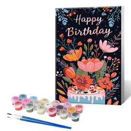 BUTMUOE Paint by Numbers Kit for Adults with Frame, DIY Happy Birthday Acrylic Oil Painting Kits for Kids and Adults Beginner on Canvas for Gift Home Wall Decor 10.24 x 14.17 Inch