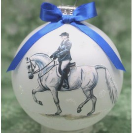 H363 Hand-made Christmas Ornament - horse - white gray arab arabian morgan hunt