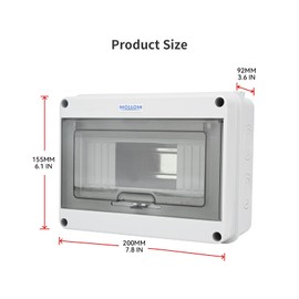 MOLLOM 8 Way Circuit Breaker MCB Distribution Protection Box with DIN Rail, IP65 Waterproof,for Indoor and Outdoor