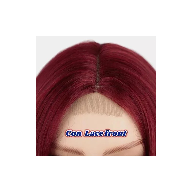 generic A Peluca Mujer Larga Rizada Roja Con Encaje Frontal