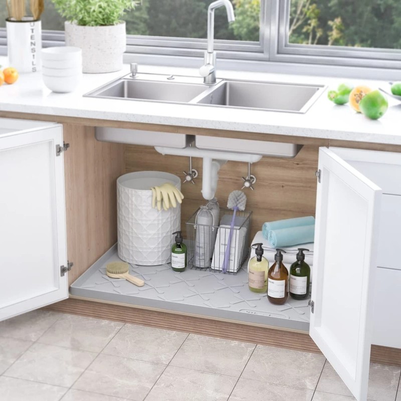 SIKADEER Under Sink Mat for Kitchen Waterproof, 34" x 22"