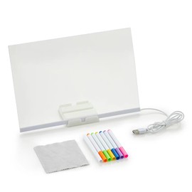 Acryl-LED-Nachrichtenbrett mit 7 Farben, 30 x 20 cm, beleuchtet, trocken abwischbar, beleuchtetes Schreibtisch-Memoboard für Schule, Zuhause, Büro, Café, Kunst, Kritzeleien, DIY-Notizdisplay