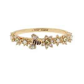 Betsey Johnson Bumble Bee & Mixed Flower Hinged Bangle Bracelet