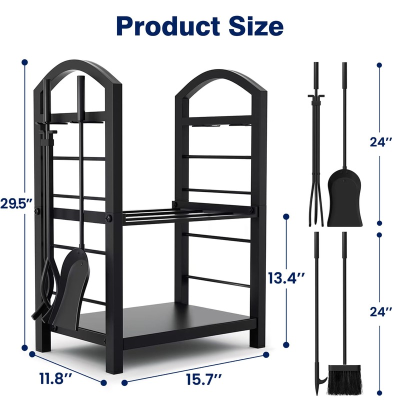 AMAGABELI GARDEN & HOME Firewood Rack Indoor with Tools 5-Piece
