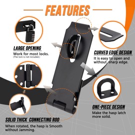 BOODVON Door Lock Hasp Latch, Iron Safety Packlock Clasp Hasp Lock Latch, Extra Thick Gate Lock Hasp with Screws Brushed Finish 4 Pack(4 Inch)