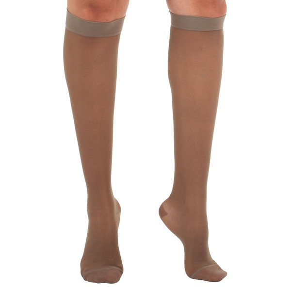 Absolute Support Women's Compression Stockings - Sheer Knee High, 15-20 mmHg Medium Graduated Support - Medium Taupe
