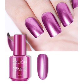 KYDA 18ml Mirror Nail Polish, Bright Colorful Nail Polish for Nail Art, Longlasting Mirror Effect Nail Art Polish, Gorgeous Glossy Manicure Nail Lacquers-Lavender, 0.61 fl oz