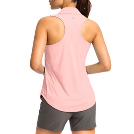 SANTINY Women's Golf Shirts Tank Tops Sleeveless Tennis Polo Racerback with Collar Athletic Tanks Quick Dry (Pink_M)