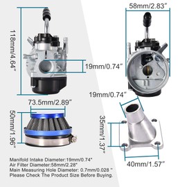 GOOFIT Blue 2 Stroke Carb Carburetor Air Filter Assembly Intake Gasket Kit Replacement For 47cc 49cc Pocket Bike ATV