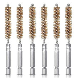 6 Pcs Hex Head Screw Rebrush Stainless Steel Brass Cleaning Hand Tool Brush Mold Polishing Tool Rust Remover Brass Bore Brush for Brass Power Drill Impact Driver (8MM,10MM,12MM,15MM,17MM,19MM)