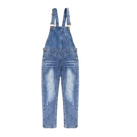 ABALACOCO Big Girls Kids Jeans Adjustable Strap Ripped Holes Denim Overalls Jumpsuits Pants 6-13T (8-9 Years)