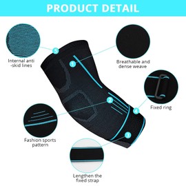 MILAIUN Elbow Bandage Pack of 2, Elbow Bandage 100% Non-Slip with Strap, Elbow Support Elbow Pads for Women, Men, Golfer's Elbow, Tennis Elbow, Sports, Tennis, Strength Sports, Golf