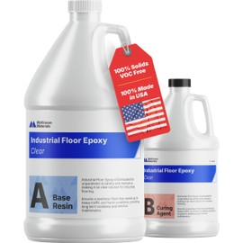 McKinnon Materials McKinnon Epoxy Resin Garage Floor & Concrete Coating Kit - 1 Gallon,100% Solids, Zero VOCs, Durable High Gloss, Commercial & Residential, Resina Epoxica Para Pisos