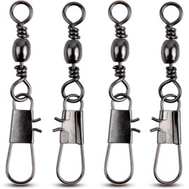 Fishing Barrel Swivel with Safety Snap, 120pcs Premium Interlock Snap Swivels Connector 31-95LB, Stainless Steel Copper Rolling Ball Bearing Swivel Saltwater Fishing Gear Size: #1-#10