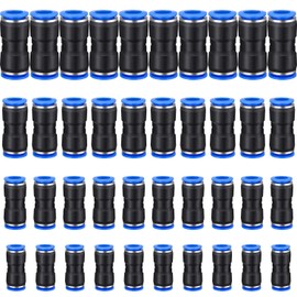Honoson 40 Pieces Straight Push Connectors, Push To Connect Fittings Quick Release Pneumatic Connectors Air Line Fittings Connect Air Hose Fittings, 2 Way