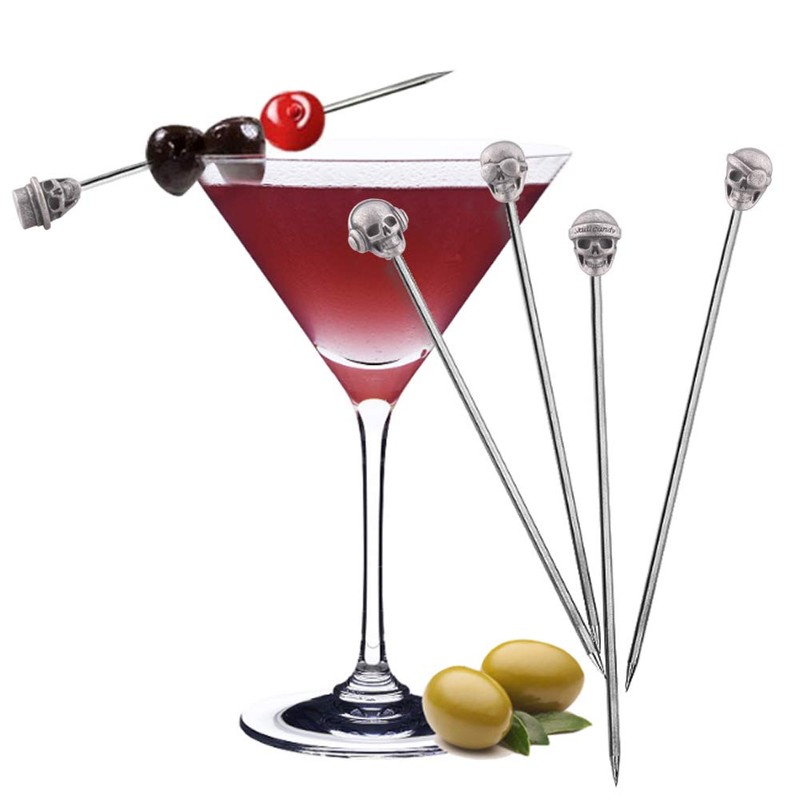 YES Time Skull Cocktail Picks Martini Picks Reusable Olive Picks