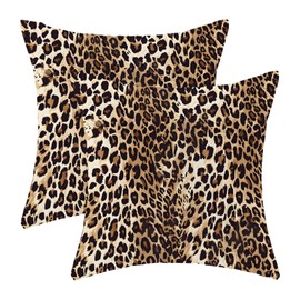 Leopard Print Pillow Covers 16 x 16 Set of 2 Cheetah Skin Decorative Throw Pillow Modern Outdoor Cotton Square Farmhouse Animal Cushion Cover for Home Couch Sofa