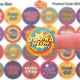 144 Drama Star Stickers - 30mm - Glossy Reward Stickers for Teachers & Parents