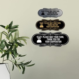 Designer Please Wait Your Turn, Thank You For Your Cooperation Sign (Blue) - Medium