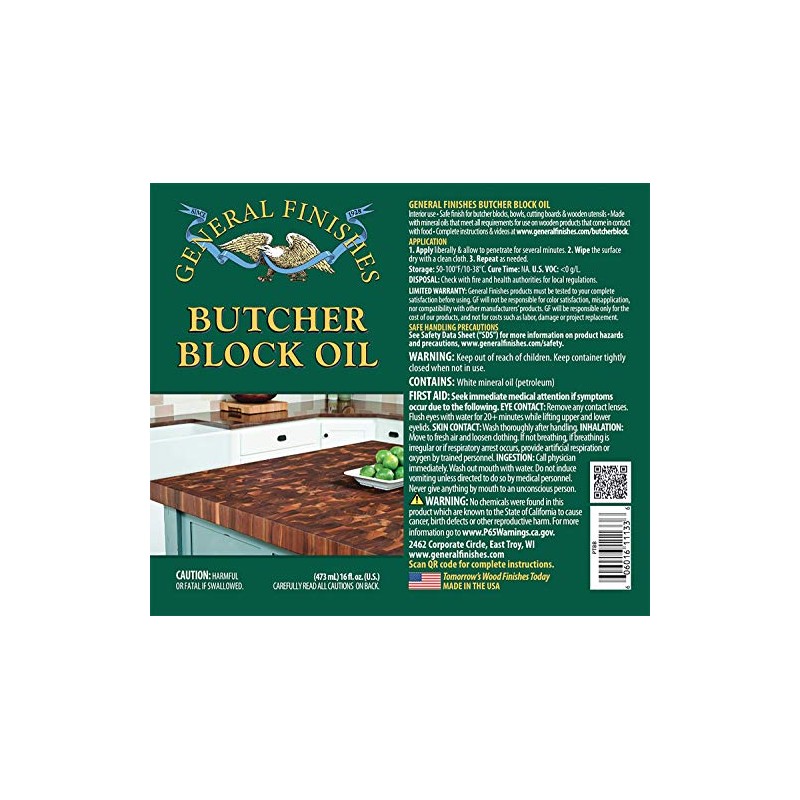 General Finishes Butcher Block Oil, 1 Pint