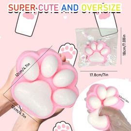Squishy, 1 Piece Squishy Toy, Big Cat Paw Squeeze Toy, Squeeze Toy, Anti Stress Toy, Squishy Cat Toy, Kawaii Stress Squeeze Toy, Stress Balls, for Children and Adults (Pink XL)