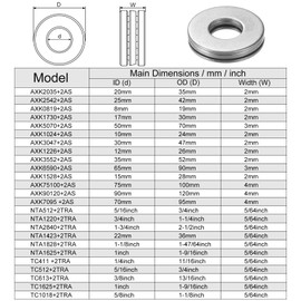 sourcing map AXK0819 Thrust Needle Roller Bearings with Washers 8mm Bore 19mm OD 2mm Thickness 5pcs