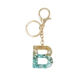 Jasimkiss Fashion Alphabet Initial Letter Keychain Key Ring for Purse Handbags Women (Gold-green B)