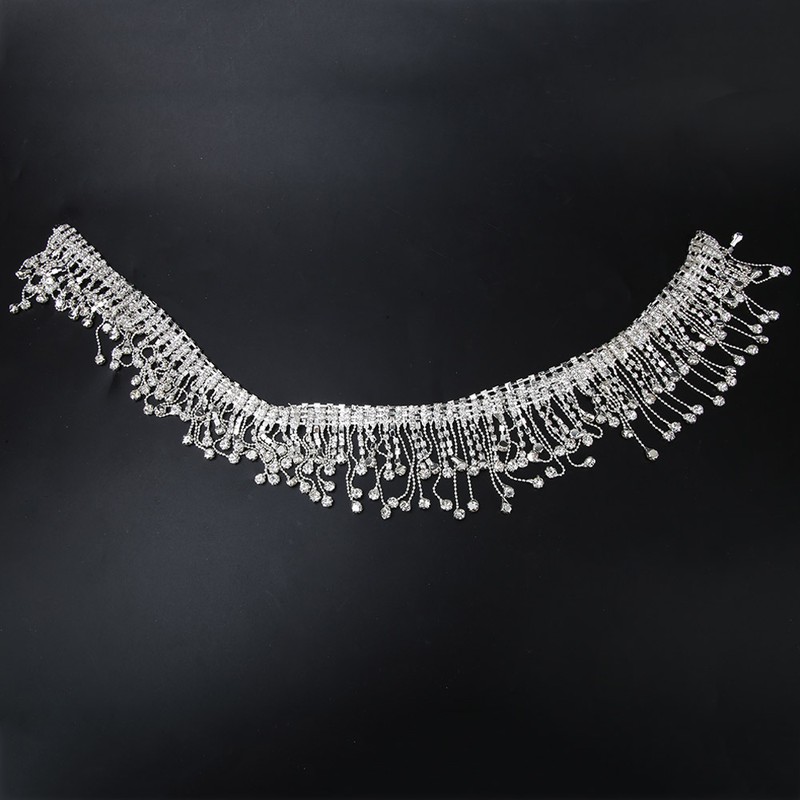 DIY Handmade Crystal Glass Rhinestones Trimming Sewing Tassel Chain Clothes