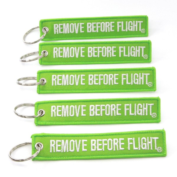 Rotary13B1 Remove Before Flight Key Chain - 5 Pack Lime
